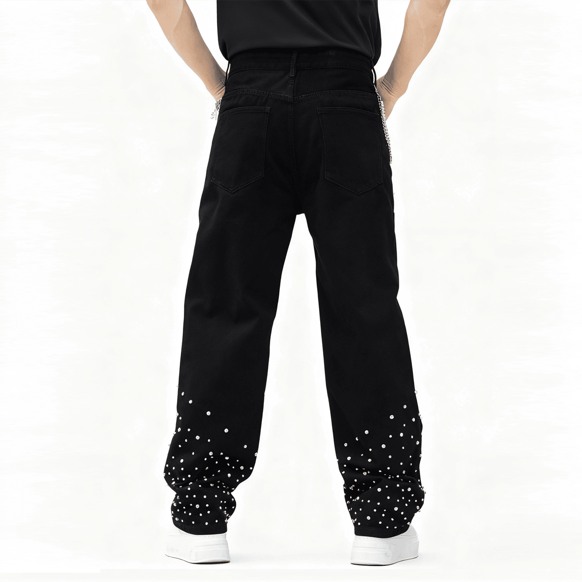 Half Rhinestone Denim